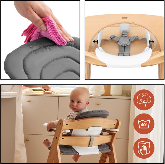 hauck Alpha Start N Grow Set - Kinderstoel startset - vanaf geboorte tot volwassen leeftijd - Natural Dark Grey van Hauck — afbeelding 3