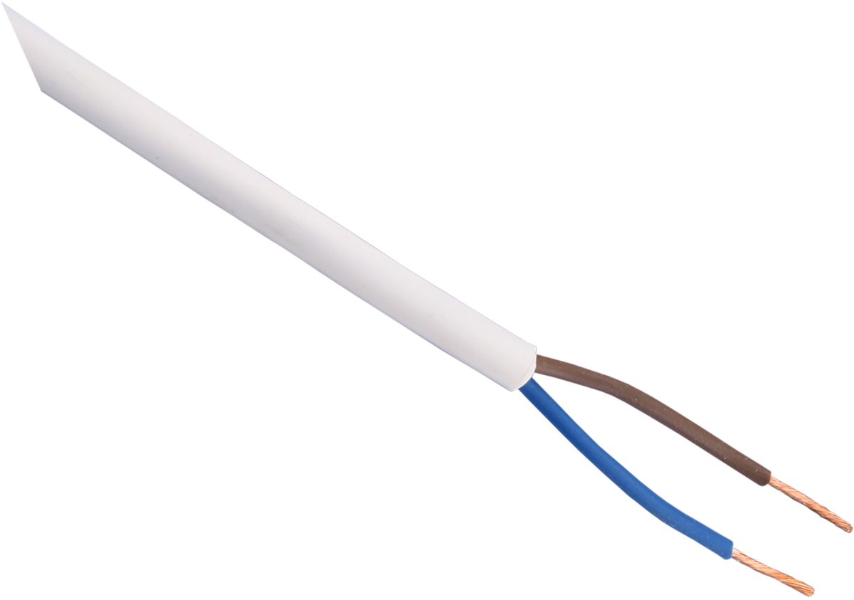 Huishoudsnoer - VMVS - belastbaar tot 1200W - 2 x 0.75 mm² - 100 m - wit