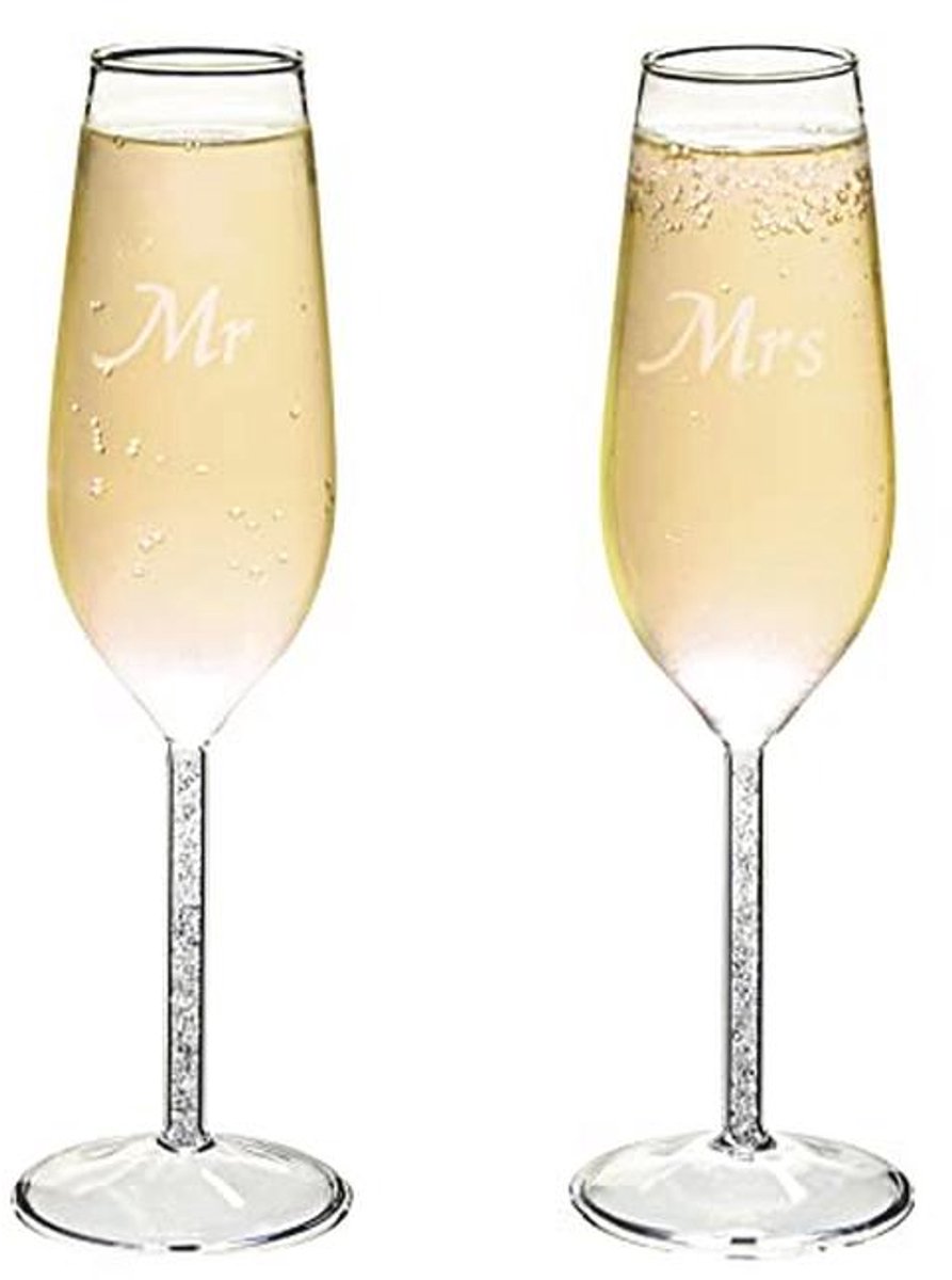 Set van 2 gegraveerde champagneglazen voor bruiloften