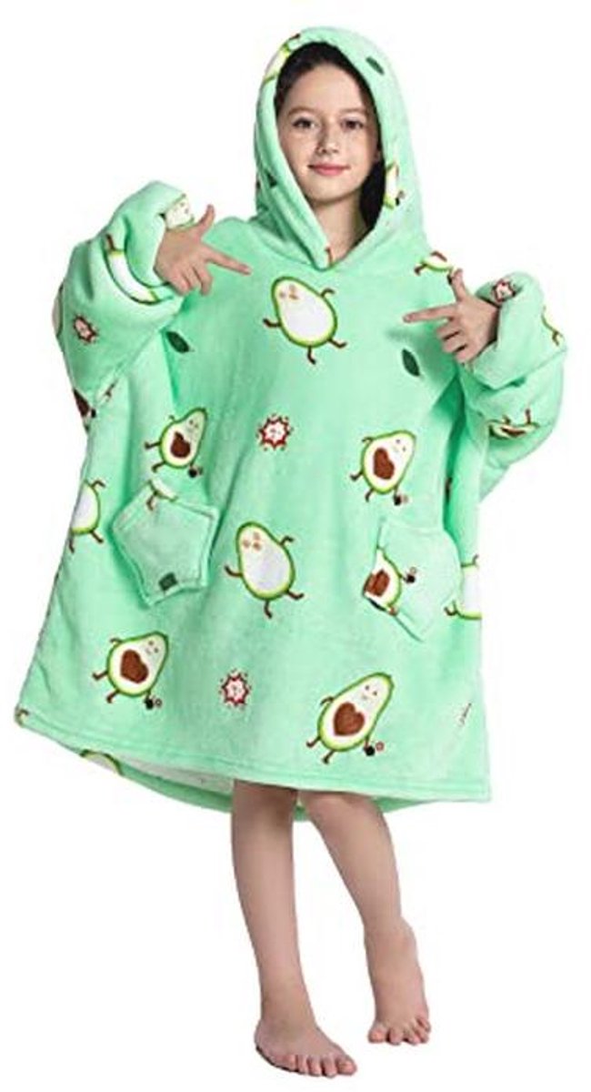 Oversized capuchon deken voor kinderen en tieners, fleece en sherpa, knuffelige draagbare hoodie