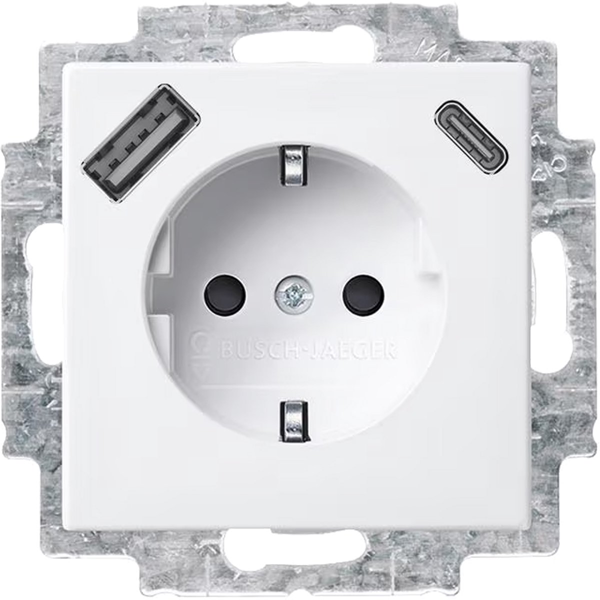 Busch-Jaeger Balance contactdoos - 1-voudig - randaarde - USB A/C - polarwit