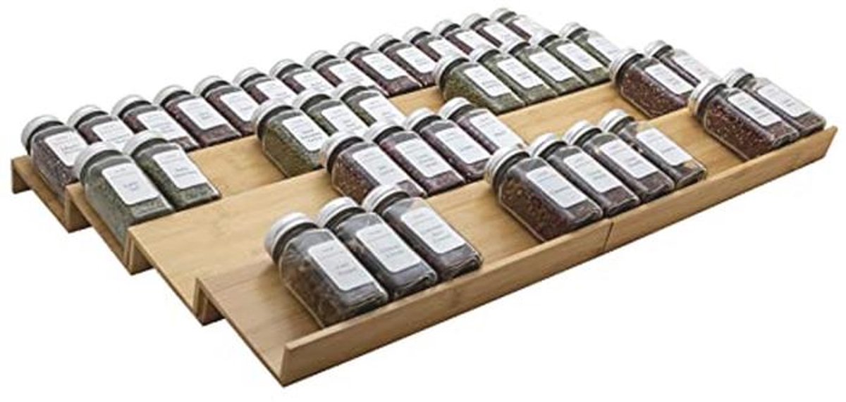 Bamboe kruidenrek lade organizer - 8 delige set - 13 inch en 26 inch breedte mogelijkheden