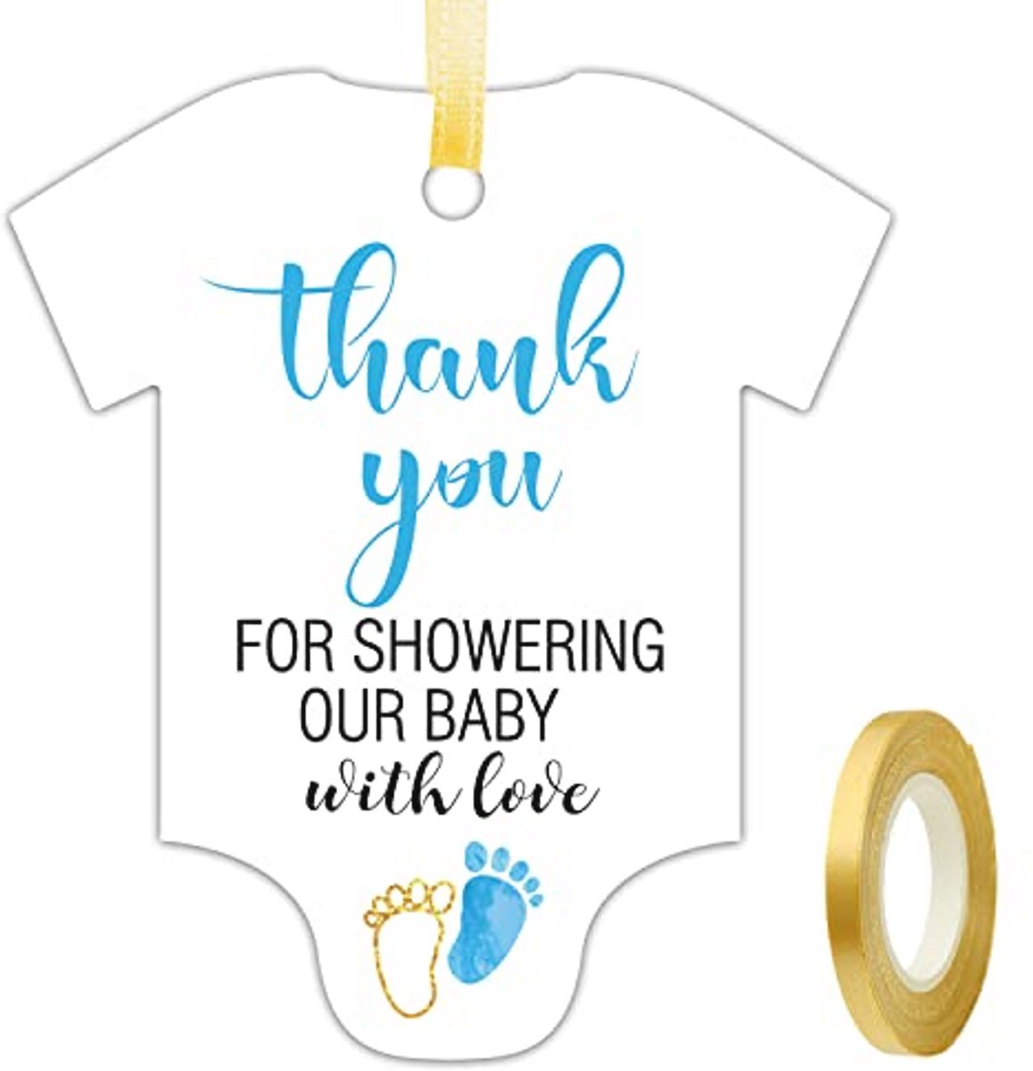 Bedankt labels voor babyshower - 50 stuks schattige cadeaulabels in baby onesie vorm