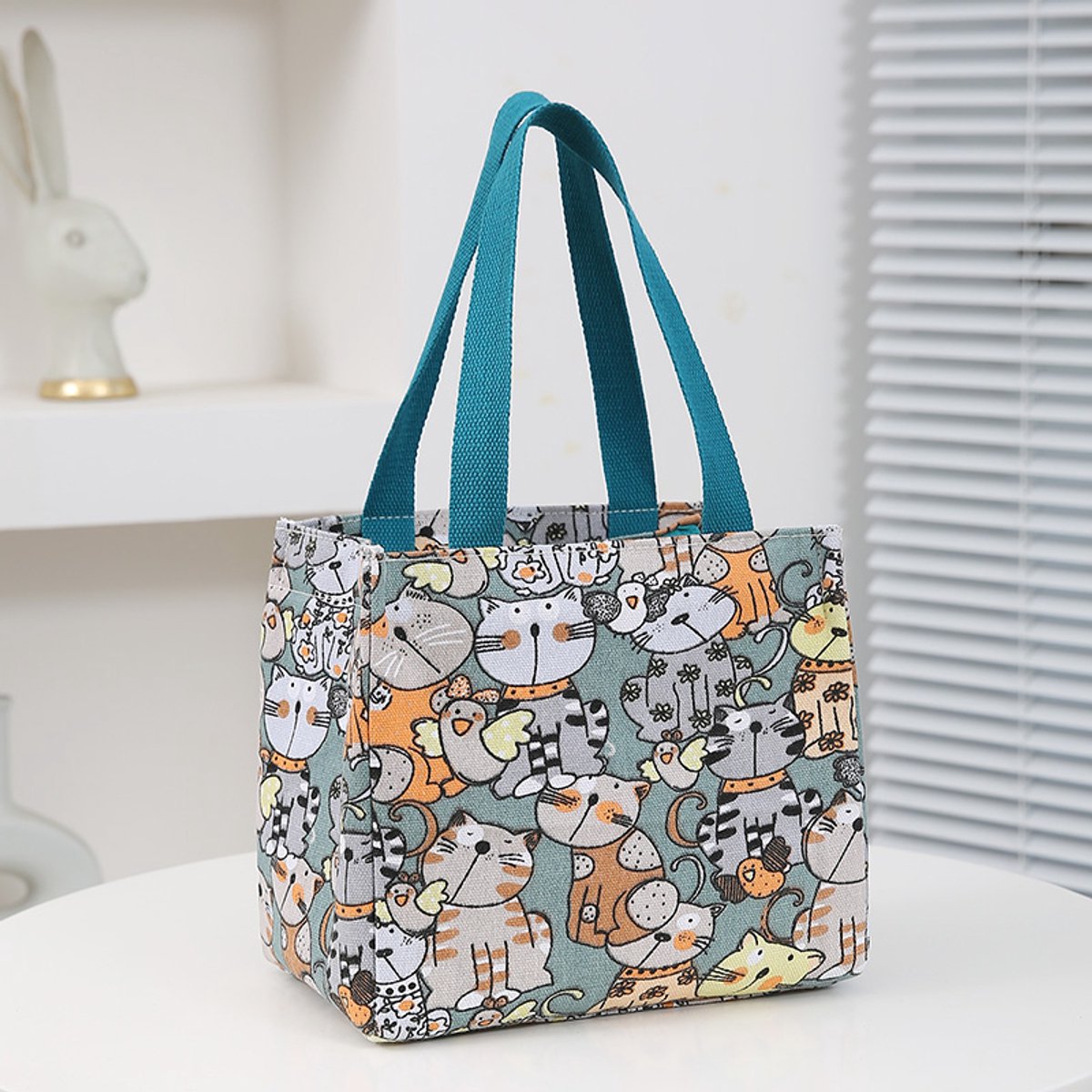 Leuke lunchtas met cartoonprint, geïsoleerde bento-tas met grote inhoud, coole draagtas, geschikt voor school, werk, reizen en picknicks. — cadeau in Koken & Dineren - foto 2