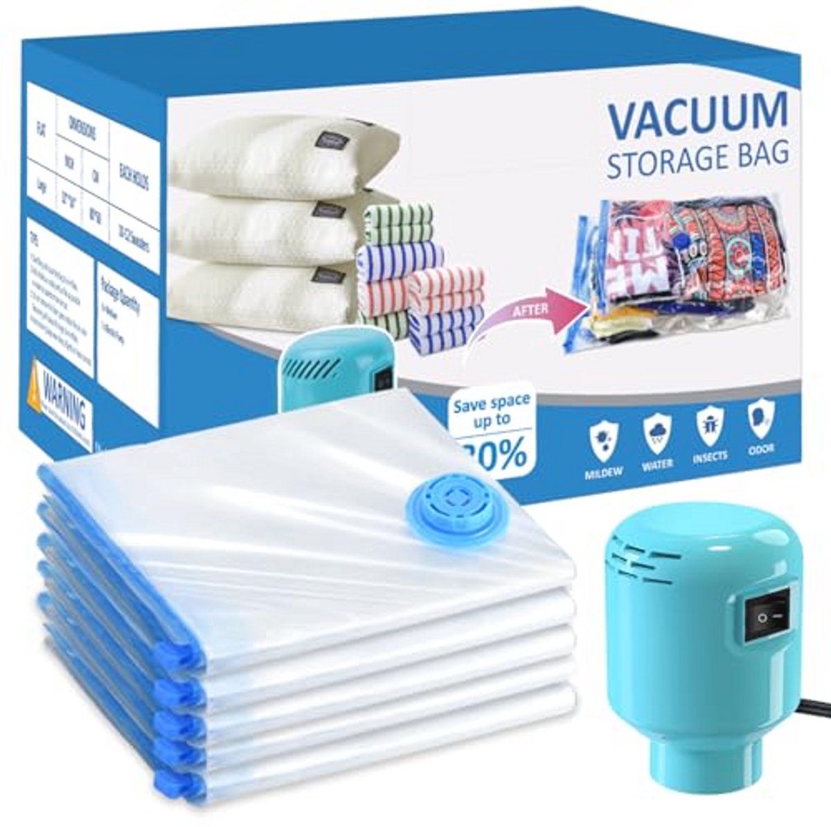 Vacuümzakken 80 x 60 cm - 5 Stuks voor Kleding, Beddengoed en Kussens