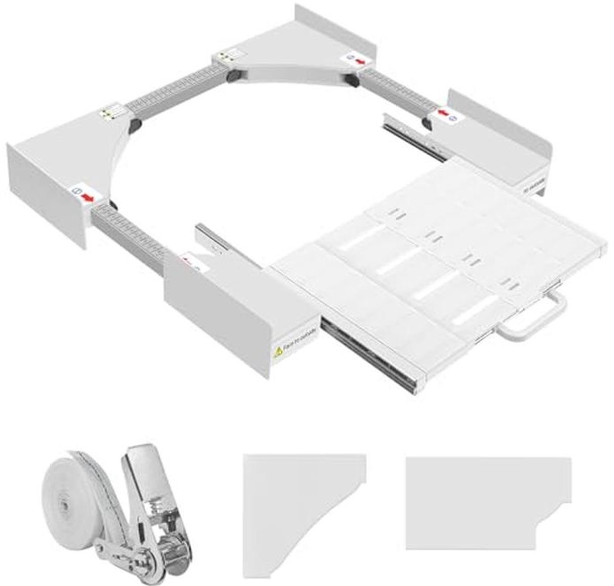Overlayset voor wasmachine en droger, verstelbare stapelset met tussenframe en plank