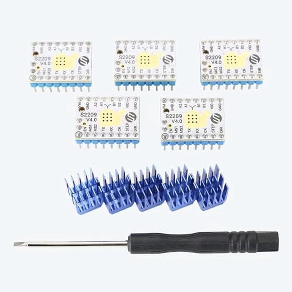 3D-printer Stappenmotor Driver - TMC2209 V4.0 met Koellichaam - 5 Stuks