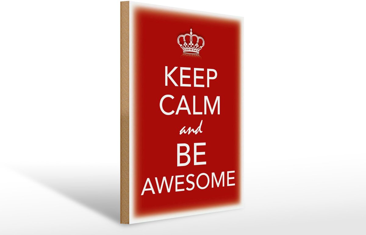 Holzschild Spruch 30x40cm Keep Calm and be Awesome