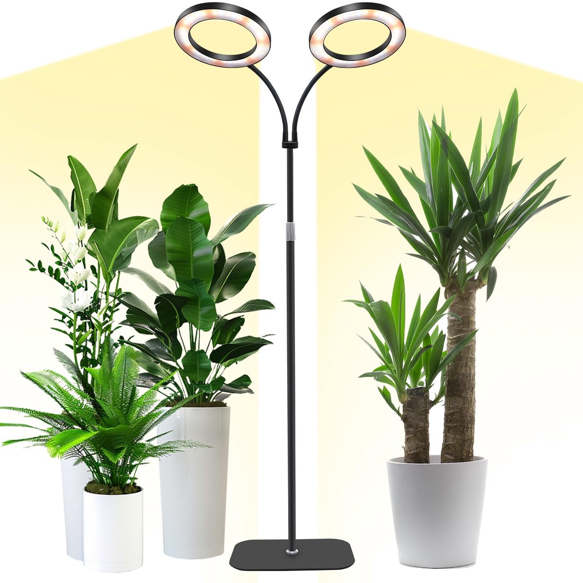 Ibenzoa® Verstelbare LED Kweeklamp met Standaard voor Binnenplanten en Grote Planten