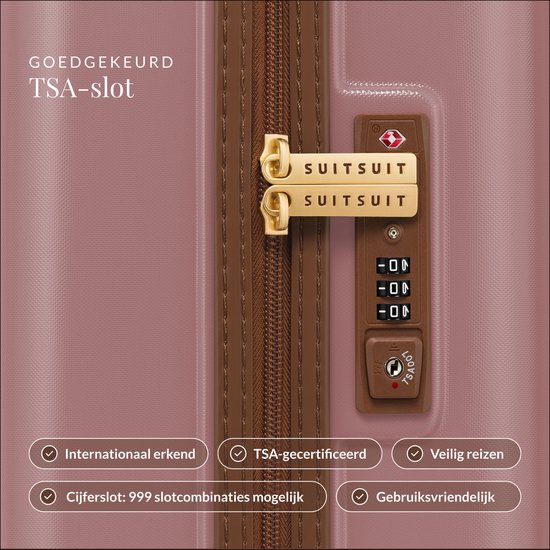 SUITSUIT Handbagage koffer 55x35x20 - Handbagage trolley - Lichtgewicht koffer - Reiskoffer - Veilig TSA cijferslot - Fab Seventies koffer Old Rose - Roze