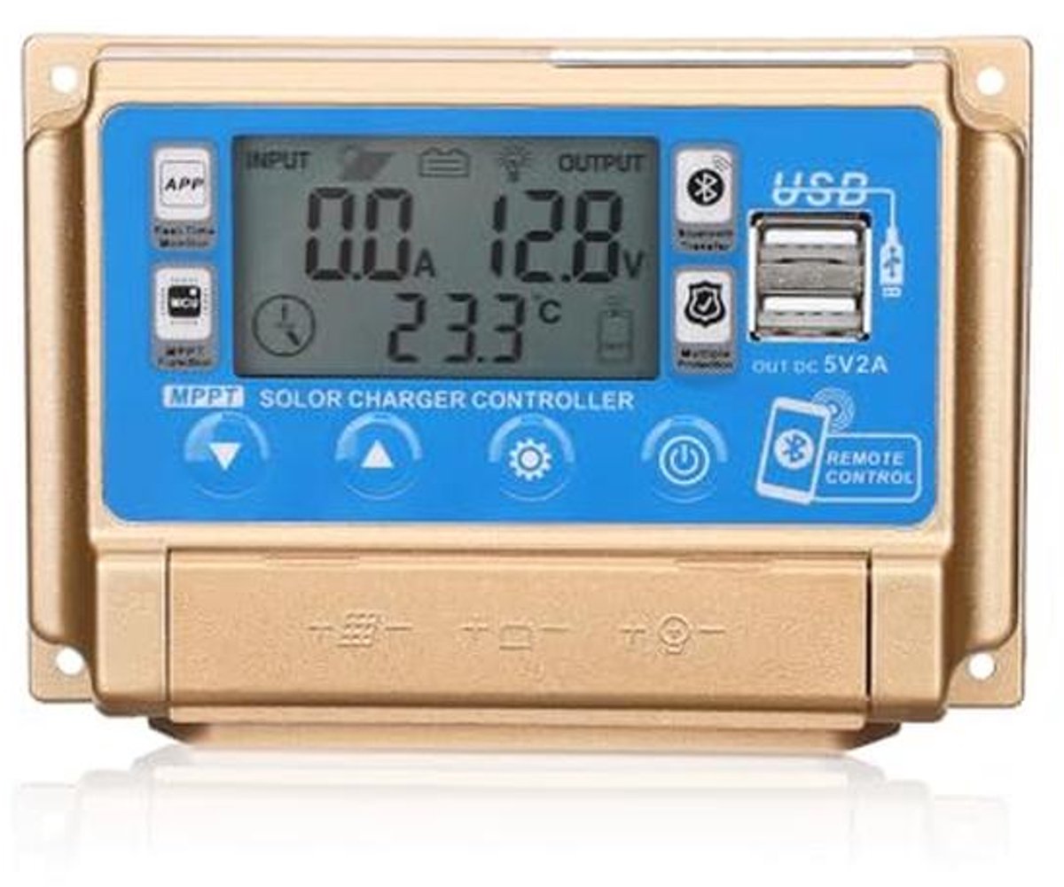 50A MPPT Zonne-laadregelaar met Bluetooth en Dubbele USB-uitgang - 12V/24V