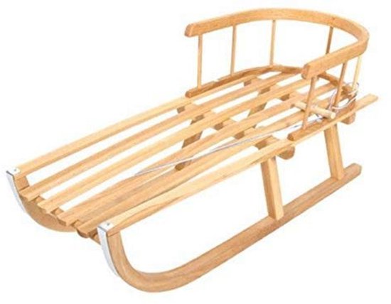 Houten Kinderenslee met Rugleuning en Voetenzak - Veilig en Comfortabel van Merkloos — afbeelding 5