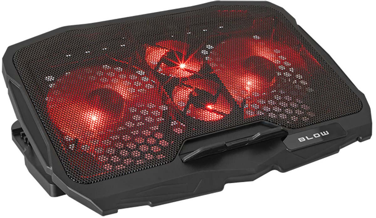 Blaas Hurricane - laptop Koeler - koelstandaard - vier ventilatoren - rode verlichting, ingebouwde USB-hub