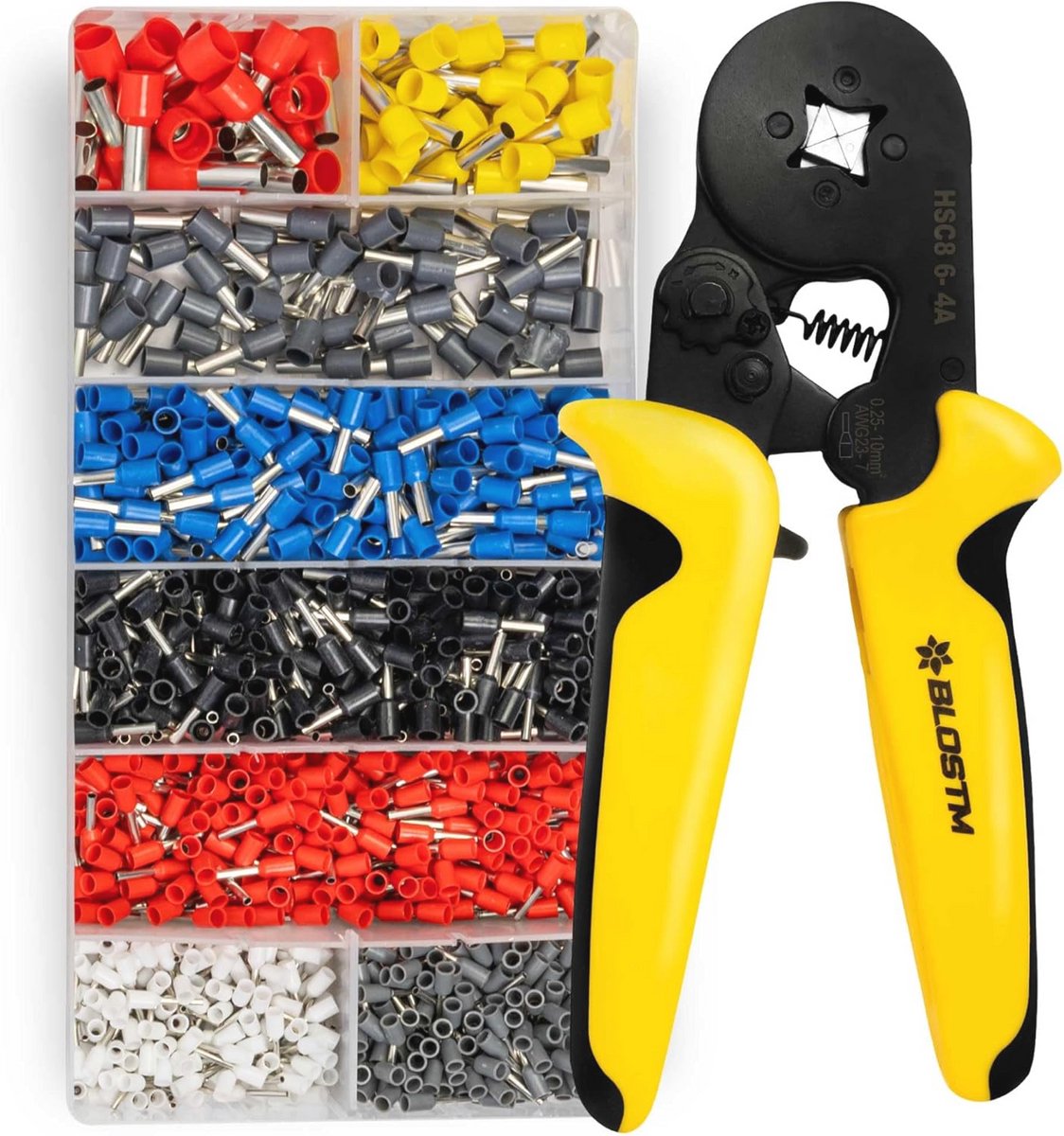 Crimping Pliers Set voor Draadhulzen - Crimpgereedschap met Verstelbare Ratchet en 1200 Ferrules