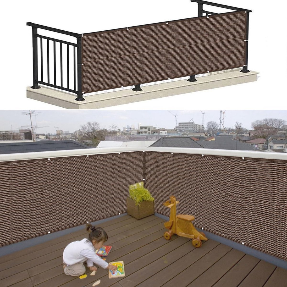 Balkon Privacyscherm 45 x 200 cm - UV-Bestendig en Scheurbestendig