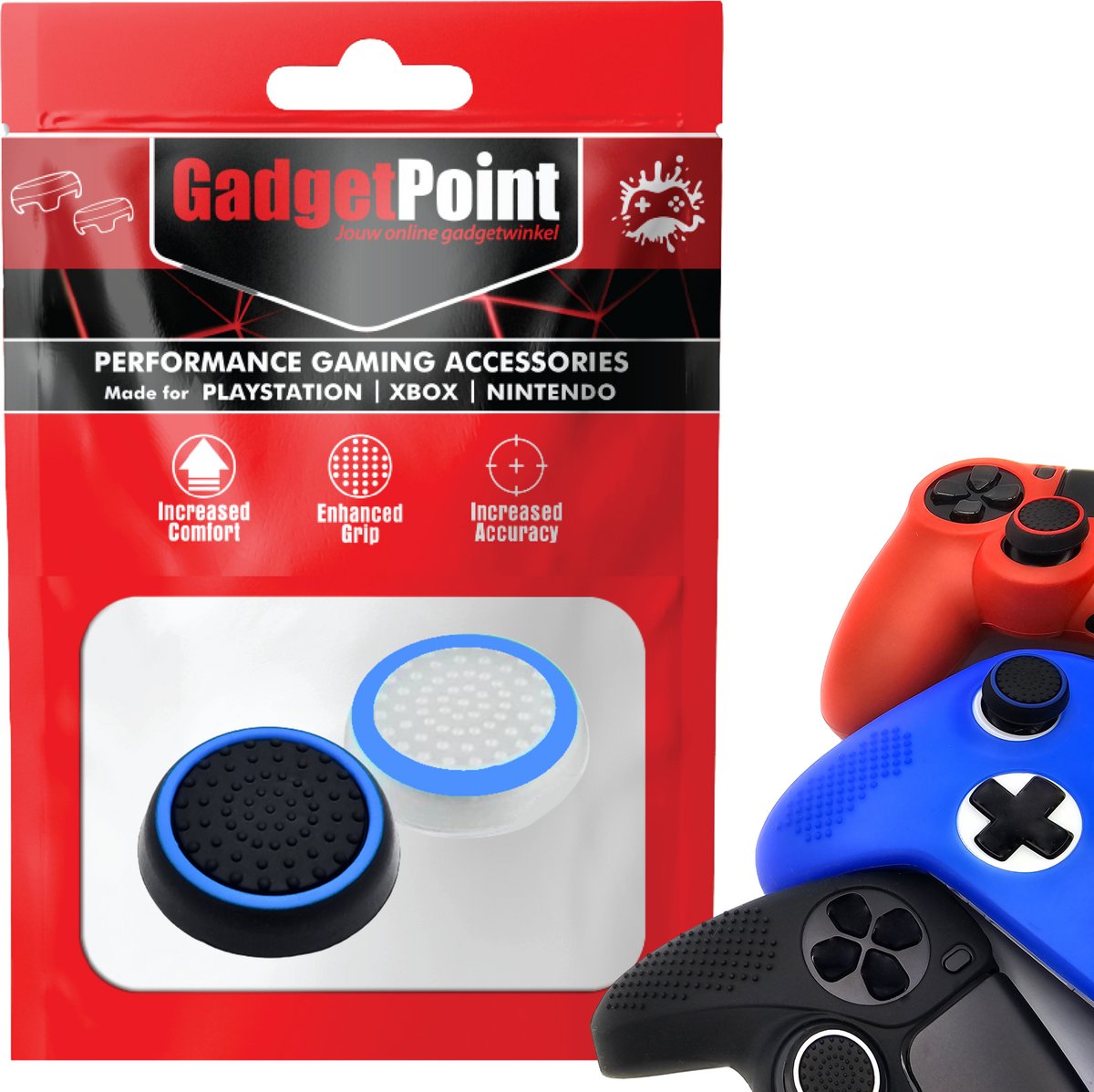 Bol.com Gadgetpoint - Thumb Grips voor PlayStation, PS5, Xbox X/S, One & Switch Pro Controller - Gaming Thumbgrips - Performance... aanbieding