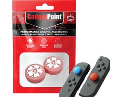Gadgetpoint – Thumb Grips voor Nintendo Switch Joy-Con Controllers – Gaming Thumbgrips – Performance Anti-Slip Thumbsticks – Bescherming Accessoires – Bloemetjes Roze met Wit