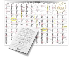 Overzichtelijke A3 Wandkalender 2026 met Feestdagen en Weeknummers