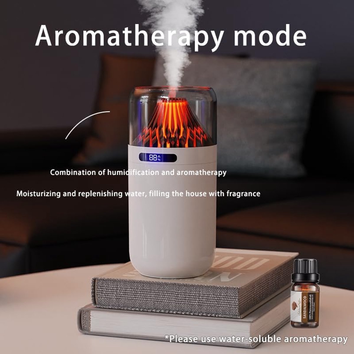 KZQ 360ML Etherische Olie Diffuser Luchtbevochtiger 7 Kleuren Vlam Sfeerlicht Stille Ultrasone Aroma Diffuser Voor Slaapkamer Kantoor Spa En Thuis Witte Mini Bevochtiger — cadeau in Wonen & Interieur - foto 5