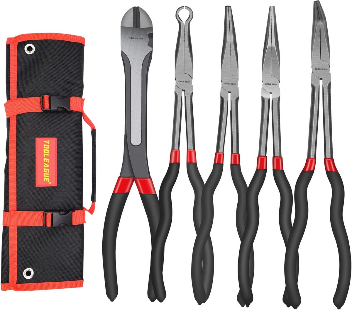 5 Stuks Extra Lange Naald Neus Tang Set - Gereedschap voor Precisie Reparatie en Ambacht