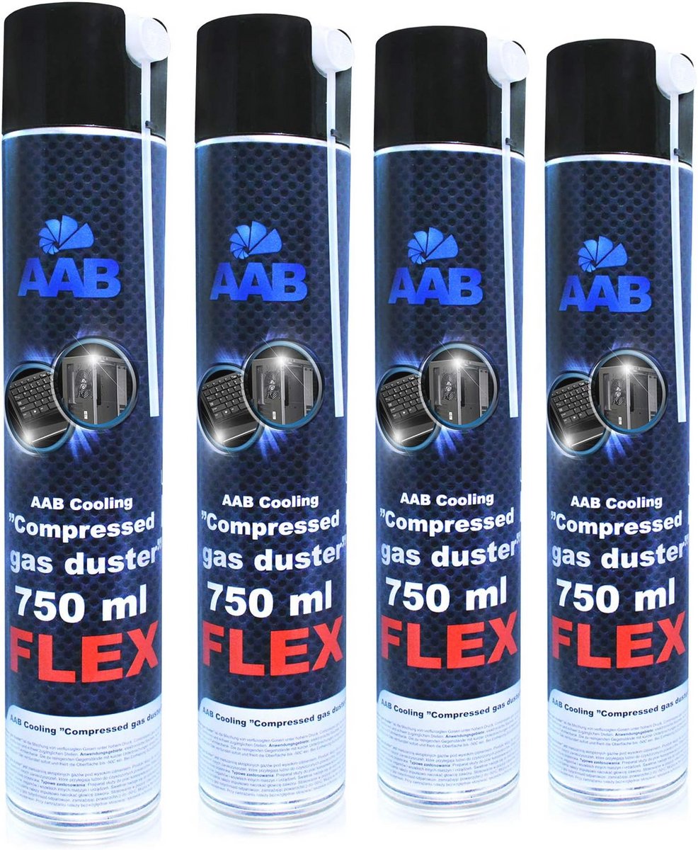 Compressed Gas Duster FLEX 750ml - Set van 4 - Perslucht voor Computer en Toetsenbord