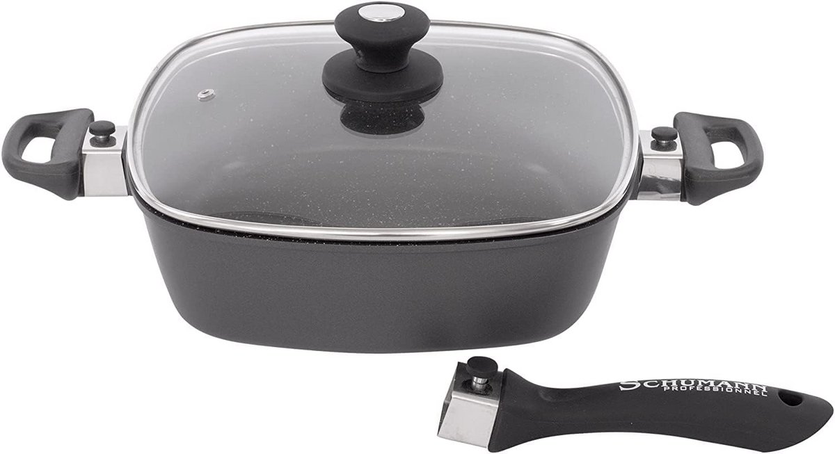 Vierkante Sauteerpan met Afneembaar Handvat - Geschikt voor Alle Warmtebronnen en Oven