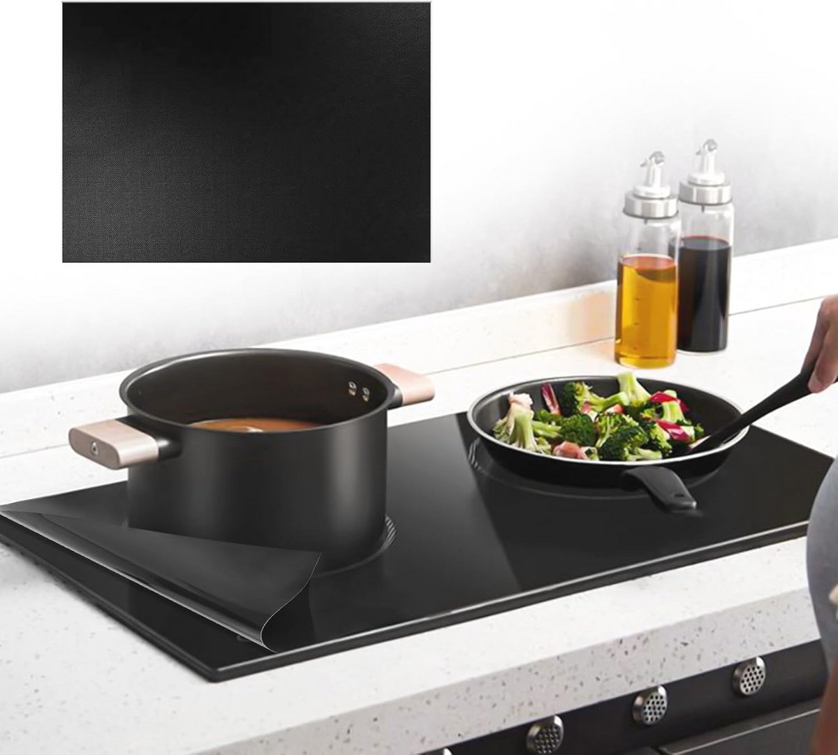 Trukafie Inductiemat, 61 x 52 cm grote inductiekookplaat beschermingsmat, siliconen inductie beschermingsmat, inductie cooker siliconenmat voor inductiekookplaat (61 x 52 cm)