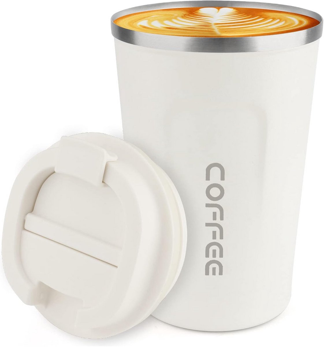 Auto koffiebeker - Beker -travel mug - koffiekopjes - waterbeker - Wit - 380 ml