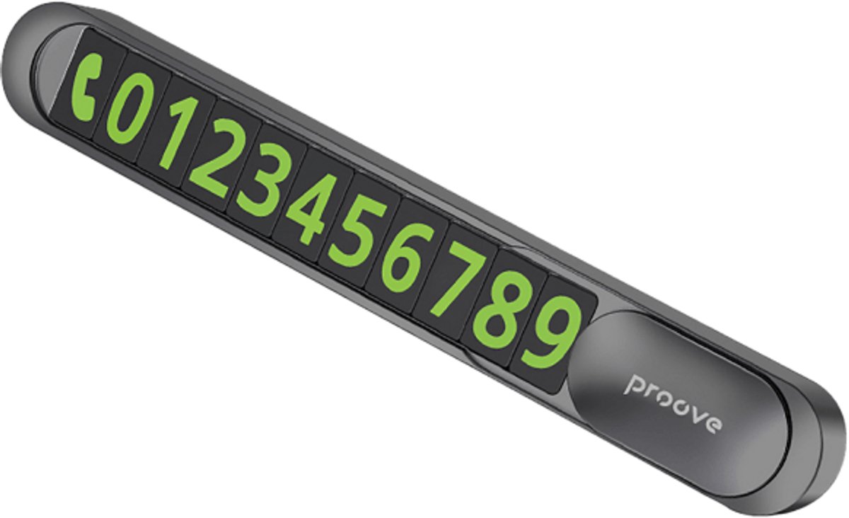 Proove Metal Lock Parkeer Nummerplaat voor Auto – Aluminium Legering – Met Magnetische Schuifafdekking en Lichtgevende Cijfers – 5 Cijfersets – Donkergrijs