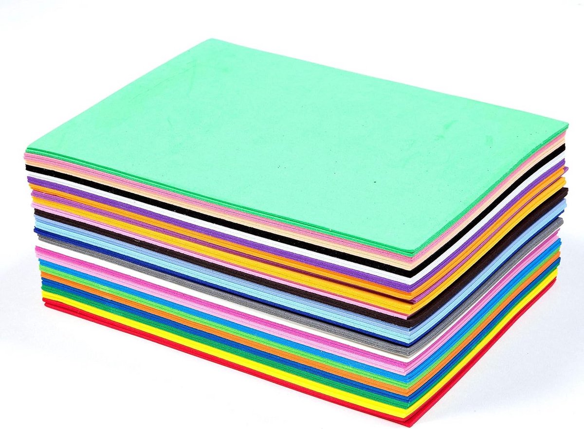 EVA Schuimplaten A5 - 2 mm Dik - 50 Vellen in Verschillende Kleuren voor Knutselen en DIY