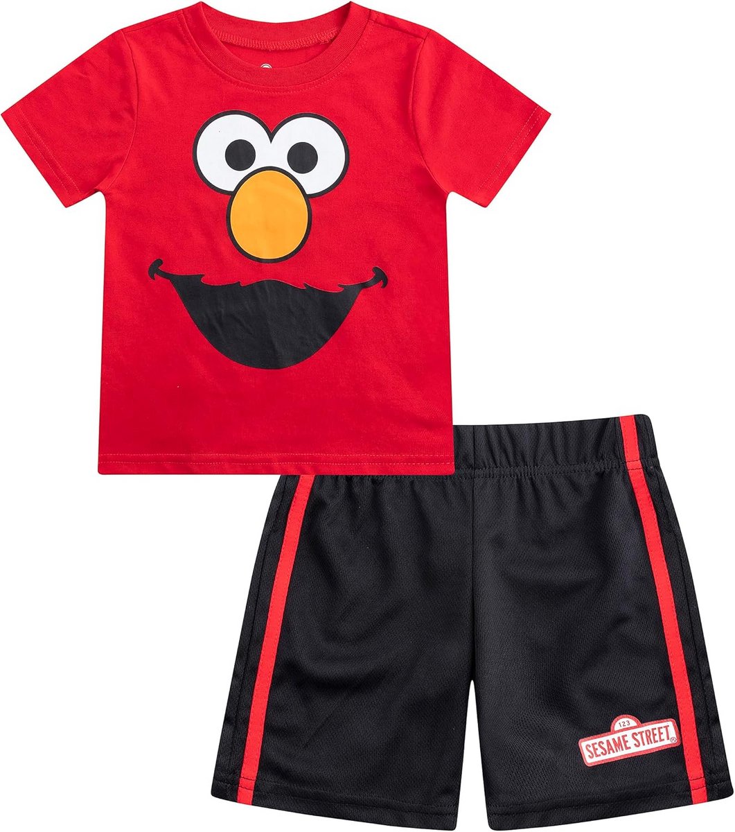 T-shirt en Korte Broek Set voor Jongens met Muppets - Elmo en Koekiemonster