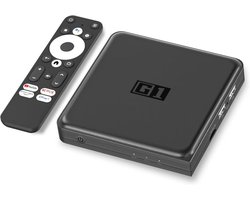 G1 Android TV Box - 4K60fps HDR Smart TV Box compatibel met Google en Netflix 4K, 4G + 32G Streaming Media Player ondersteuning WiFi 6 BT 5.0 AV1, compatibel met Dolby Vision en audio, spraakassistent