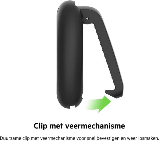 Zwarte Belkin AirTag houder met clip en veer