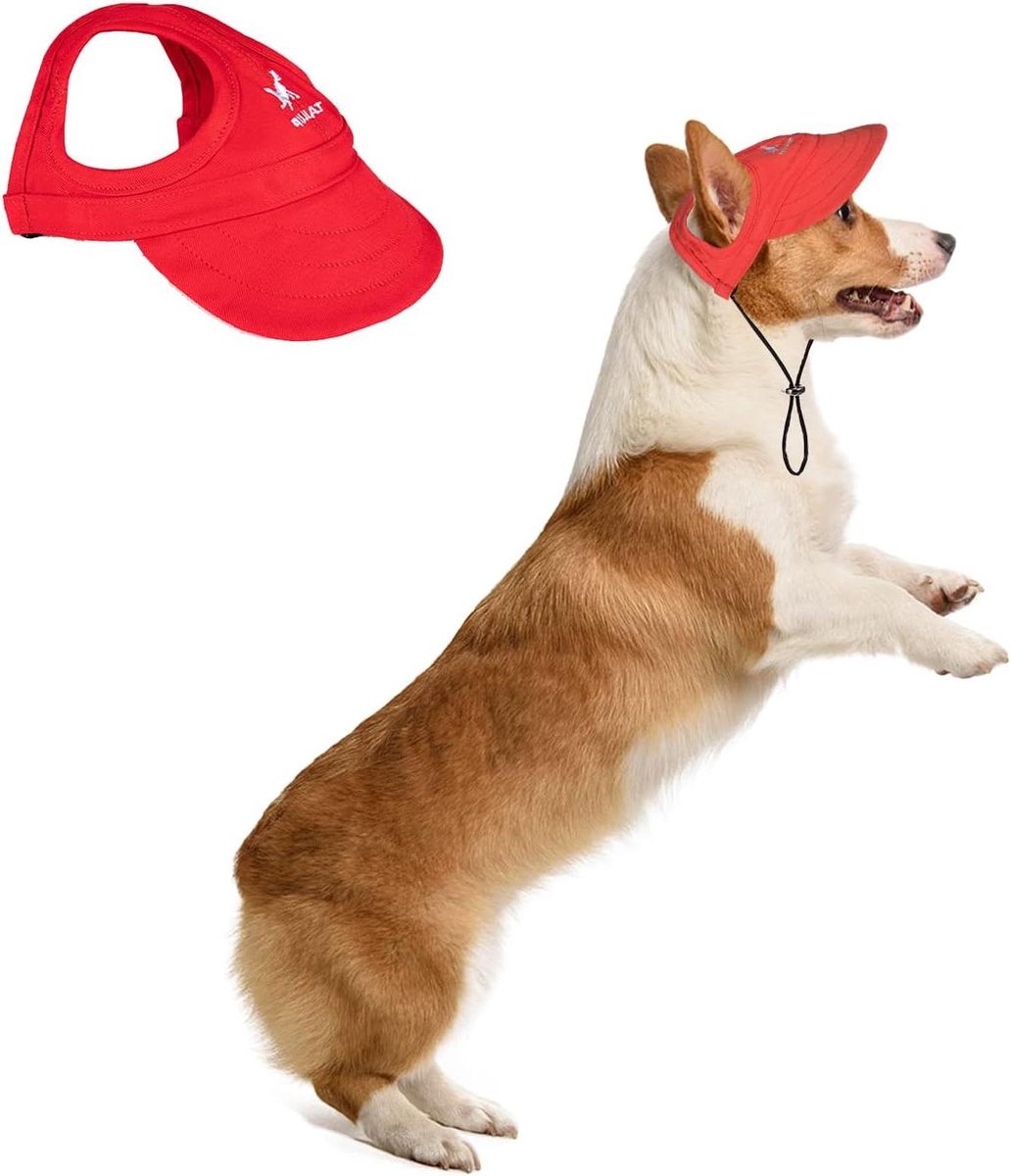 Allecta - Hondenhoed met oorgaten voor kleine en middelgrote honden - Zomerreizen - Sporthoed - Verstelbaar - Felrood - S