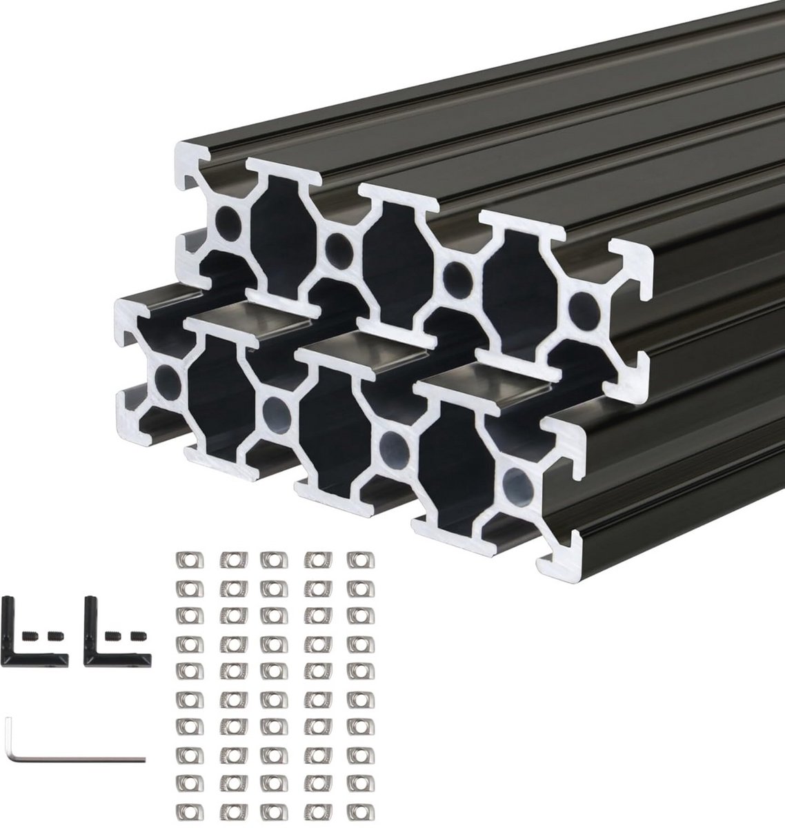 Aluminium profiel extrusies 20 x 80 mm - 2 stuks - Geanodiseerd T-type met accessoires voor CNC-machines
