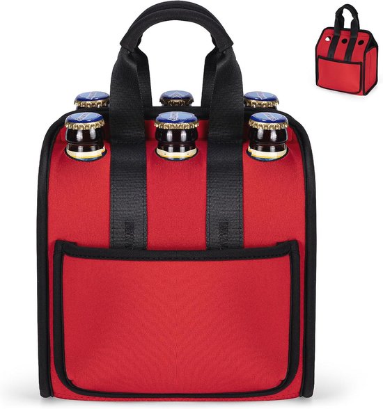 Flessentas voor 6 Flessen - Neopreen, Herbruikbaar, Perfect voor Bier en Dranken, Cadeau voor Feestdagen — afbeelding 2