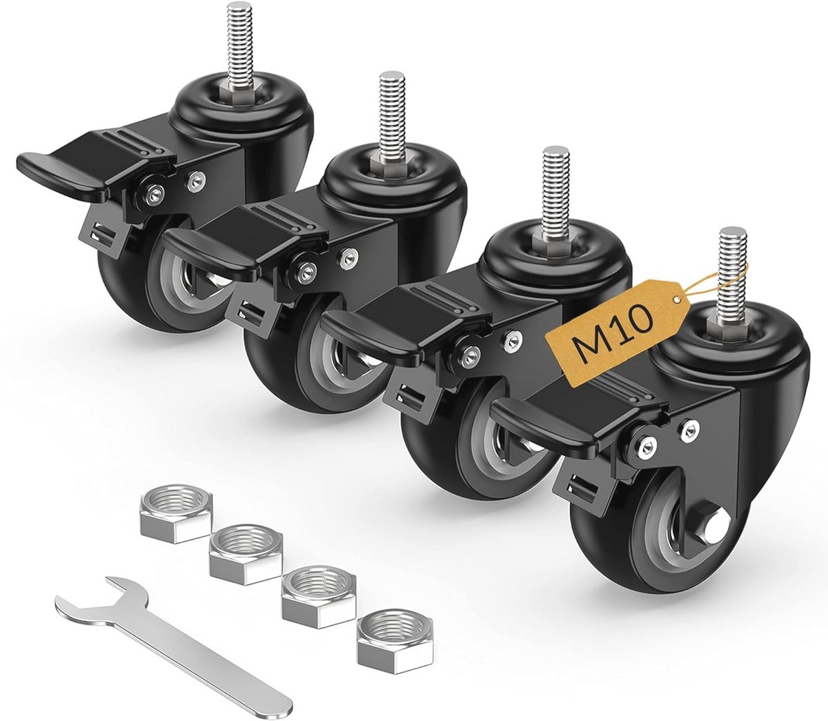 Zwenkwielen 50mm met Totaal Slot - 4 Stuks