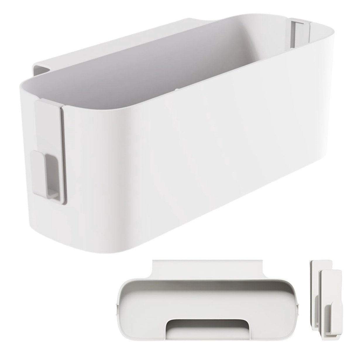 Opbergorganizer voor aan het bed - Hangende mand - Houder voor diversen met haken - Hangende organizer voor op kantoor, thuis, in de slaapzaal, aan de zijkanten van babybedden, Wit