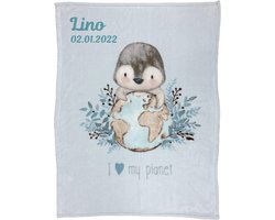 Persoonlijke babydeken met vrolijke pinguïn motief - Geborduurd cadeau voor jongens en meisjes