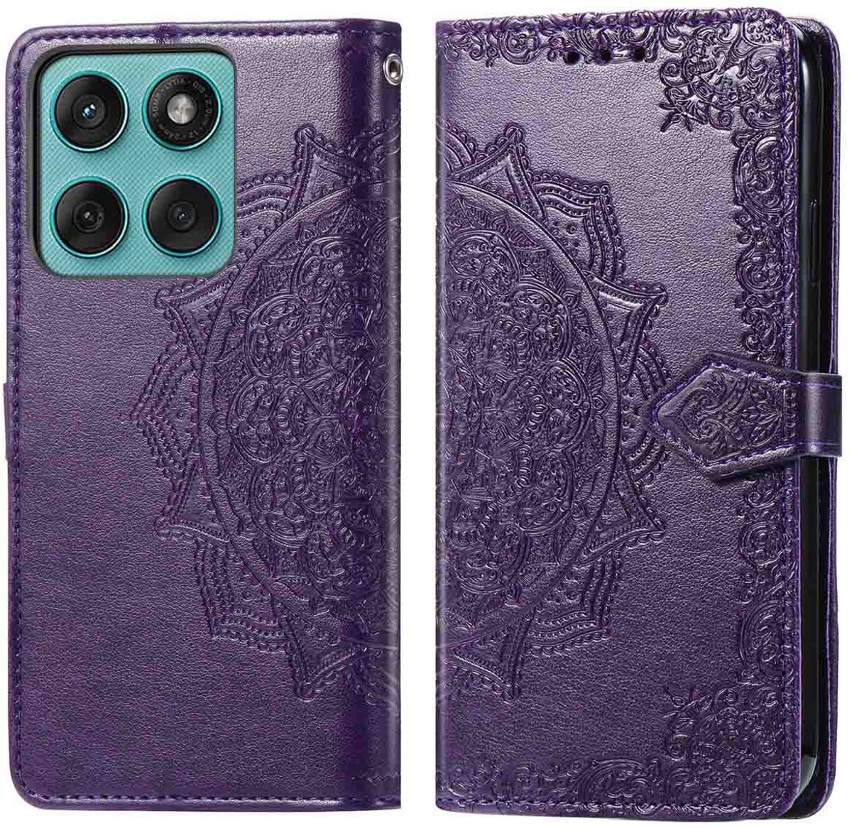 imoshion Hoesje - Geschikt voor Motorola Edge 60 Fusion - Mandala Bookcase - Paars