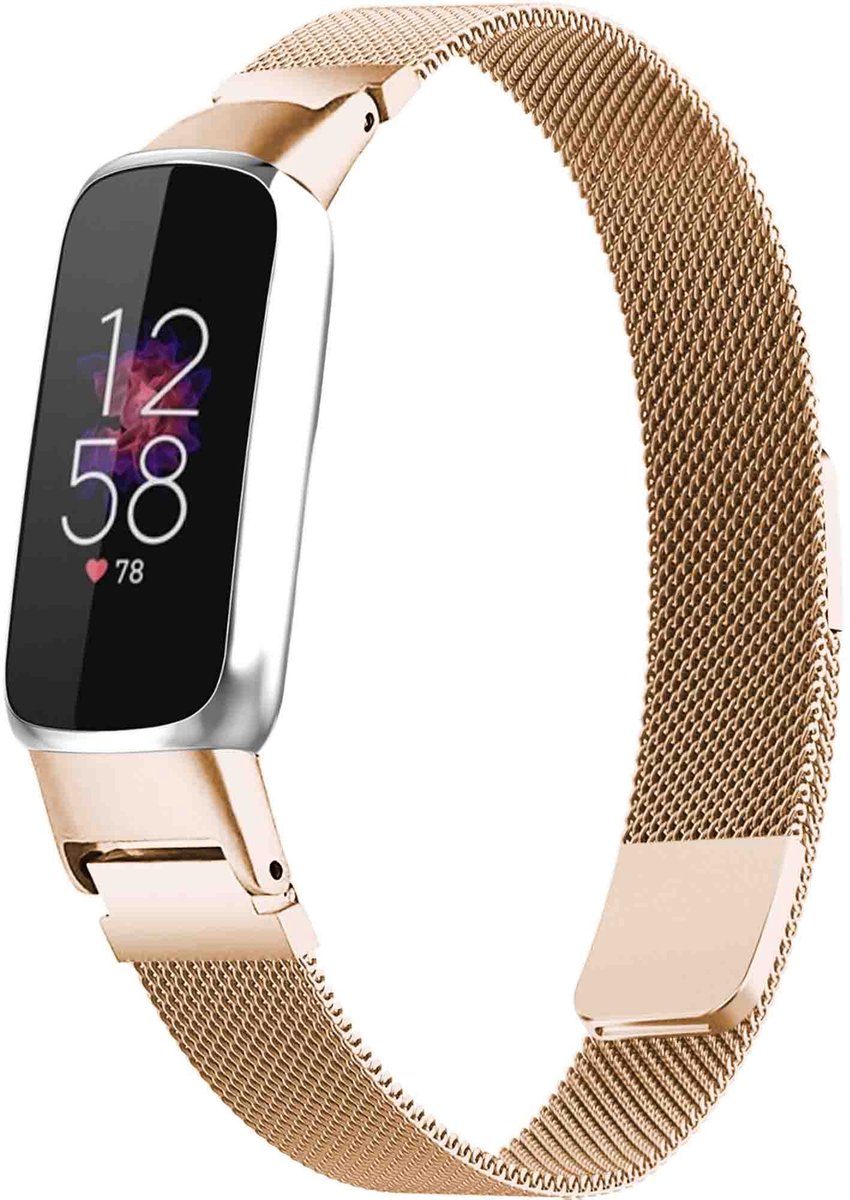 Milanees magnetisch bandje - Geschikt voor Fitbit Luxe - Rosé goud