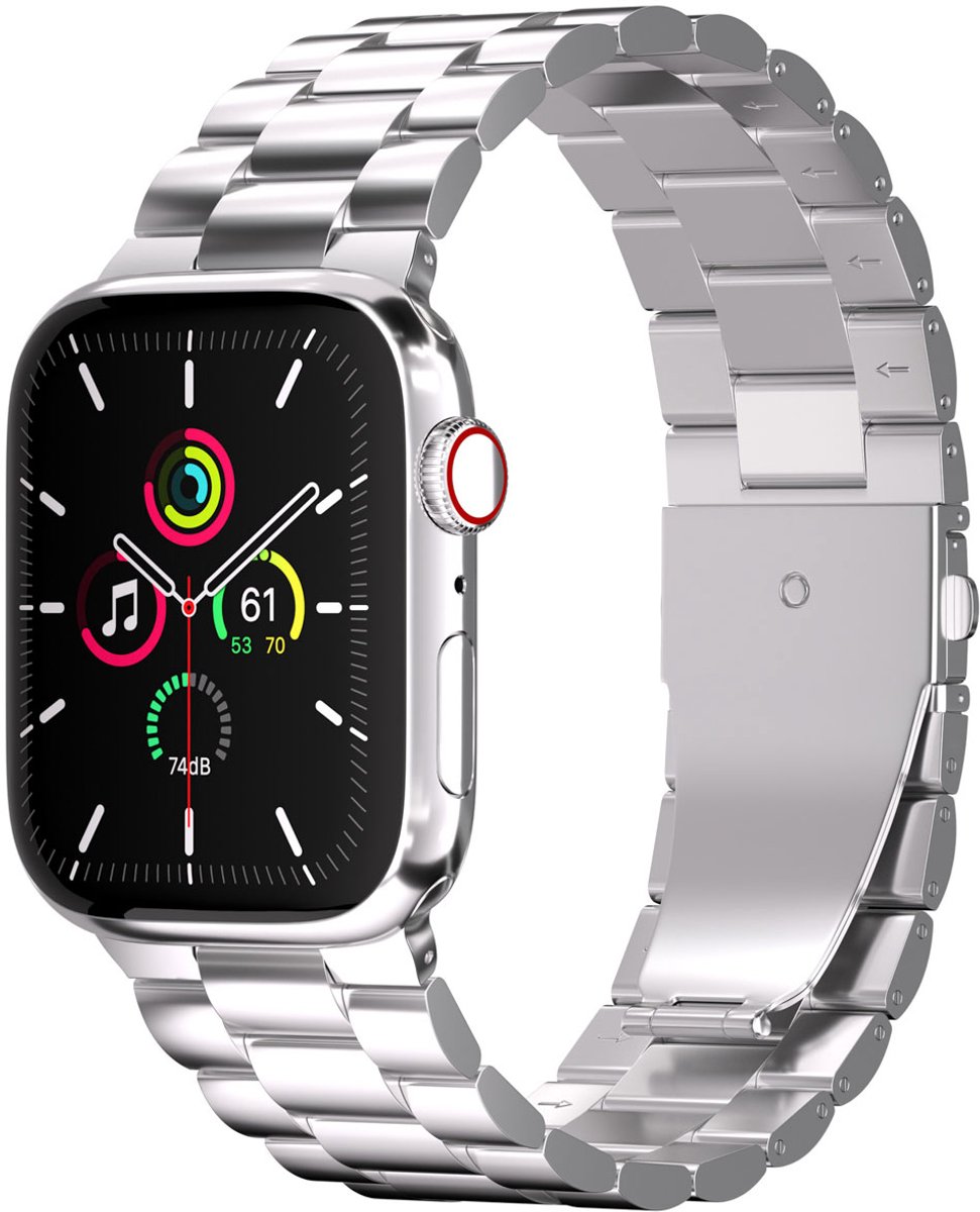 iMoshion Bandje Geschikt voor Apple Watch Bandje Series 1 / 2 / 3 / 4 / 5 / 6 / 7 / 8 / 9 / SE / Ultra (2) - 42 / 44 / 45 / 49 mm - iMoshion Stalen band - Zilver