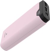 imoshion® Powerbank 20000 mAh - 22.5W Snellader - USB C / USB A - LED Display - Powerbanks - Universeel - Noodpakket - Roze