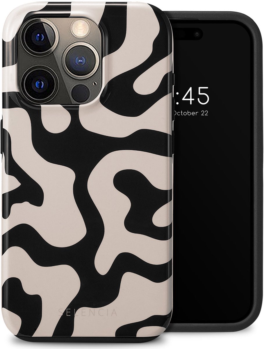 Selencia Hoesje - Geschikt voor Apple iPhone 15 Pro - Backcover - Art Wave Black