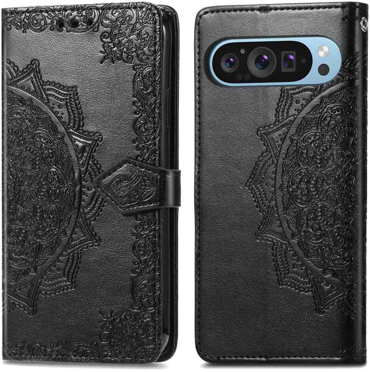 imoshion Hoesje - Geschikt voor Google Pixel 9 / Google Pixel 9 Pro - Mandala Bookcase - Zwart