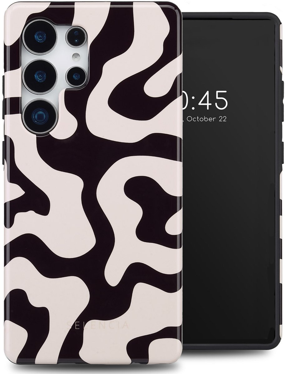 Selencia Hoesje - Geschikt voor Samsung Galaxy S25 Ultra - Backcover - Art Wave Black