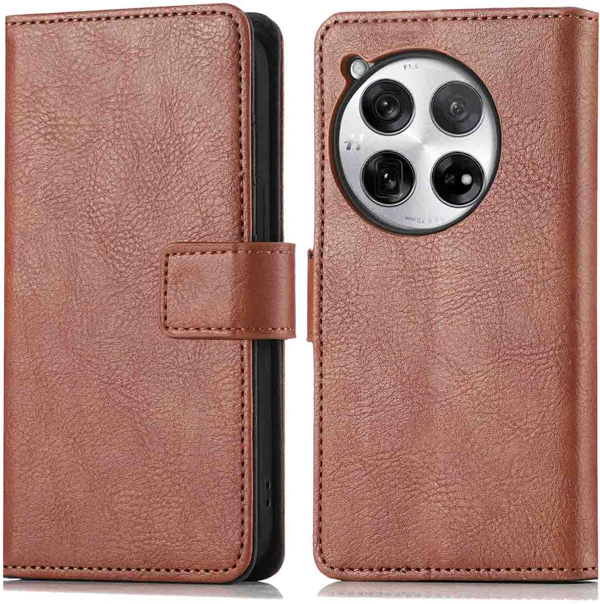 imoshion Hoesje - Geschikt voor OnePlus 12 - Luxe Bookcase - Bruin