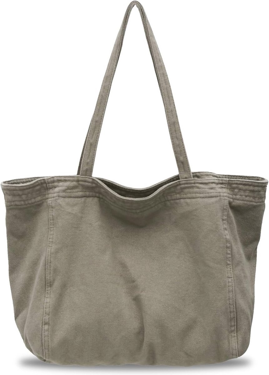 BOZIEE Denim/Canvas Bag for Women Shopper Large Ladies Tote Bag Zipper Pouch Bag Tote Shopping Bag for School, Work, Office, Travel, Shopping, Daily Use
