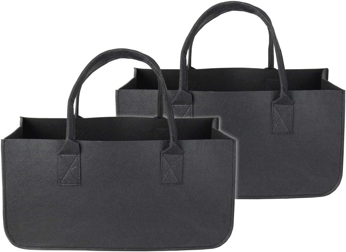 Vilten tas in donkergrijs - 50x25x25 cm - Set van 1 of 2 stuks