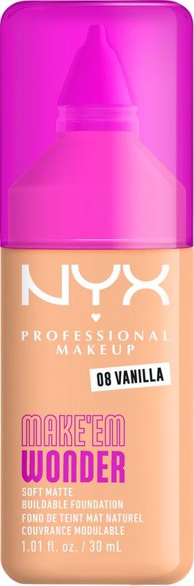 NYX Professional Make Up Make ‘EM Wonder Foundation – Zachte matte finish – Met huidverzorgende hyaluronzuur – Vanilla